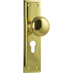 Door Knob Milton Euro Pair Unlacquered Polished Brass