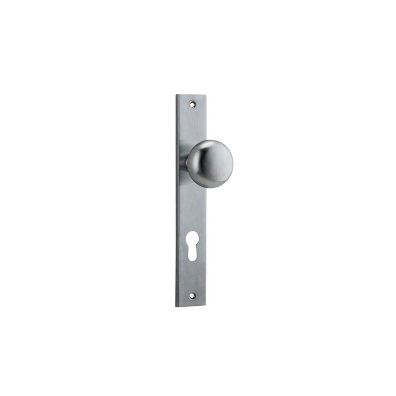 Door Knob Cambridge Rectangular Euro Brushed Chrome