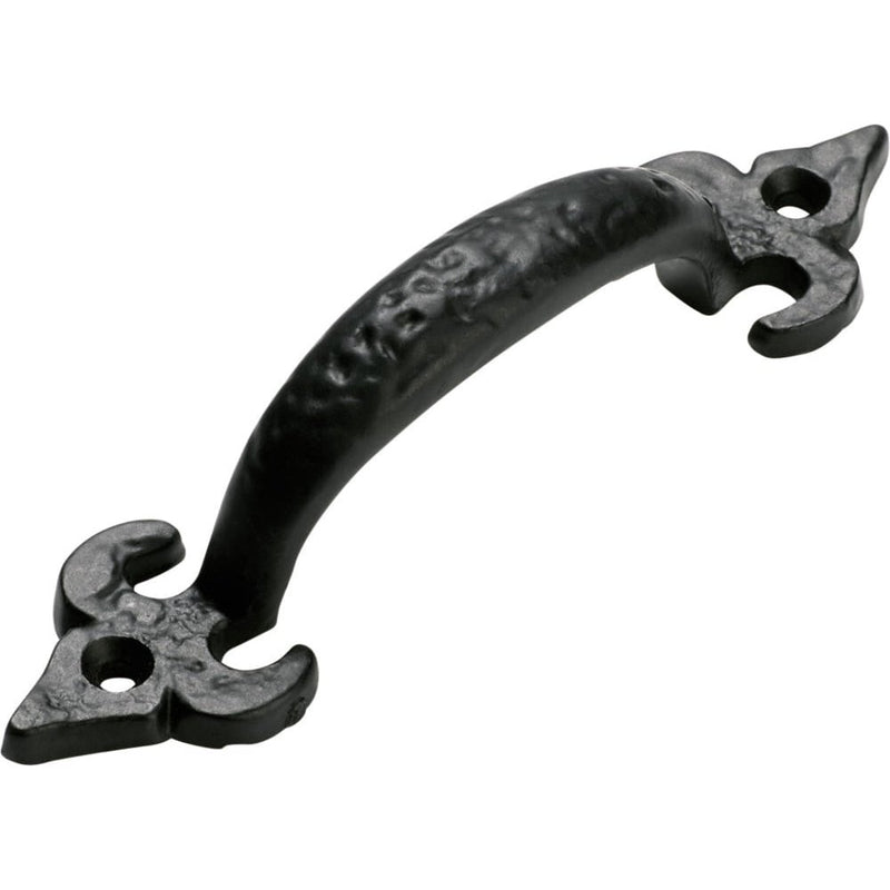 Pull Handle Iron Fleur-de-lis Matt Black 125mm