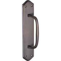 Pull Handle Offset Backplate Antique Brass