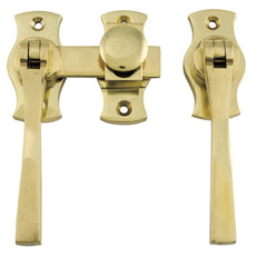 French Door Fastener Square Polished Brass