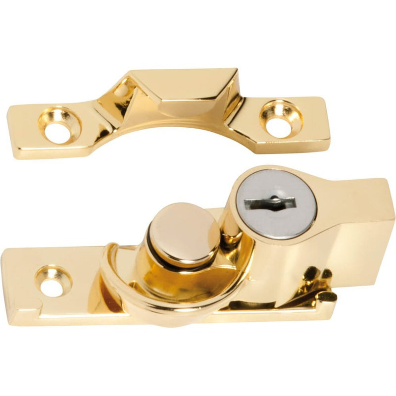 Sash Fastener Locking Narrow Zinc Alloy Electroplated Brass