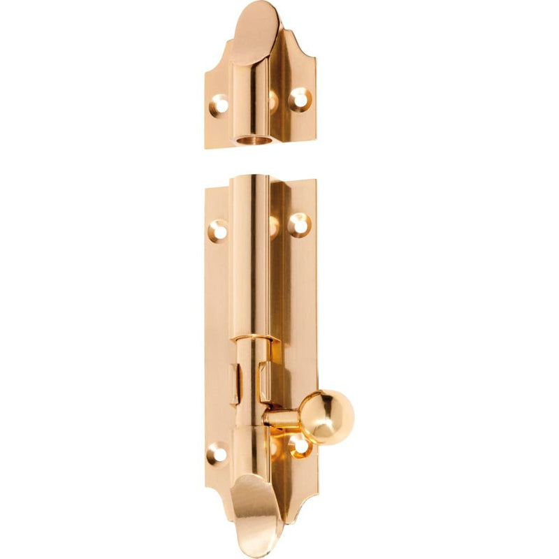 Barrel Bolt Victorian Polished Brass 100mm