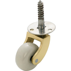 Castor Screw Plate White Porcelain Wheel Polished Brass D32mm