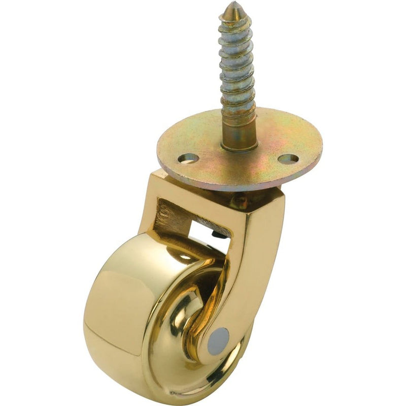 Castor Screw Plate Wheel Polished Brass D32mm