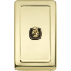 Switch Flat Plate Toggle 1 Gang Brown Polished Brass