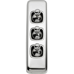 Switch Flat Plate Toggle 3 Gang White Chrome Plated