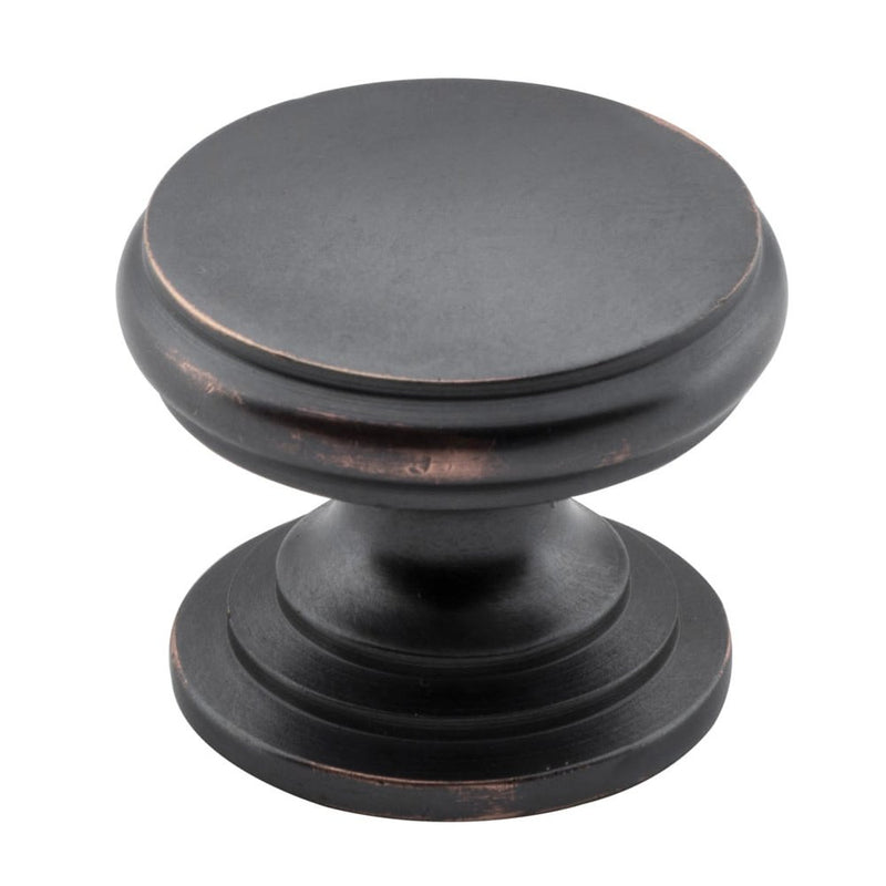 Cupboard Knob Flat Antique Copper 25mm