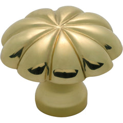 Cupboard Knob Fluted Polished Brass 35mm