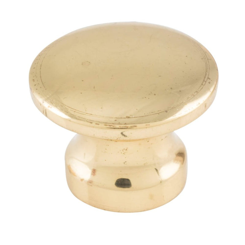 Cupboard Knob Curved Polished Brass 19mm