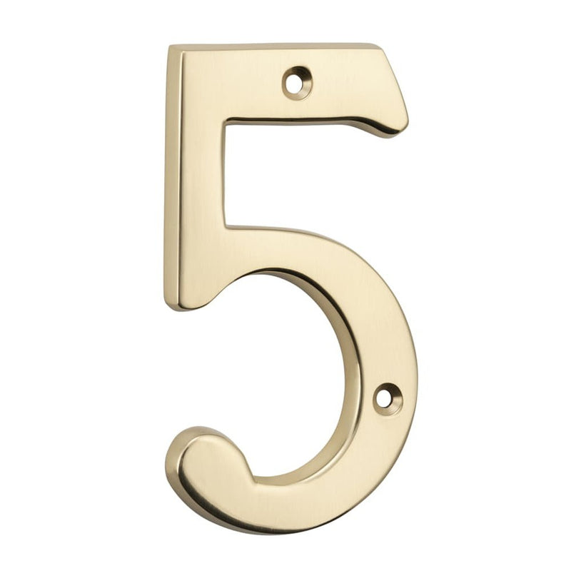 Numeral 5 Polished Brass H100mm