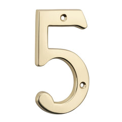 Numeral 5 Polished Brass H100mm