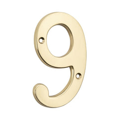 Numeral 9 Polished Brass H100mm