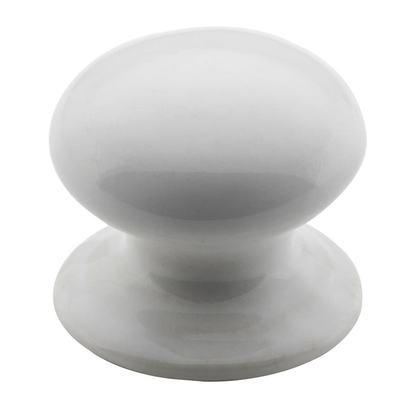 Cupboard Knob White Porcelain Round 30mm