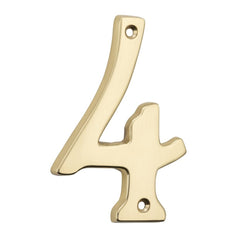 Numeral 4 Polished Brass H100mm