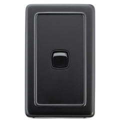 Switch Flat Plate Rocker 1 Gang Matt Black