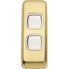 Switch Flat Plate Rocker 2 Gang White Polished Brass