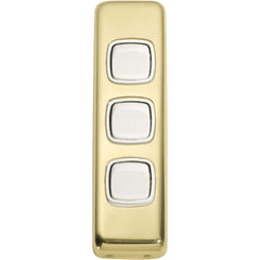 Switch Flat Plate Rocker 3 Gang White Polished Brass