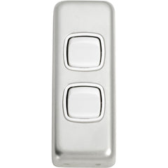 Switch Flat Plate Rocker 2 Gang White Satin Chrome