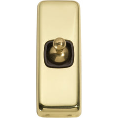 Switch Flat Plate Toggle 1 Gang Brown Polished Brass