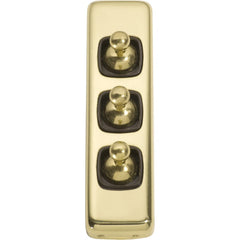Switch Flat Plate Toggle 3 Gang Brown Polished Brass