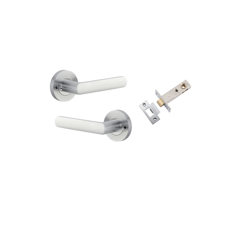 Door Lever Osaka Round Rose Inbuilt Privacy kit Brushed Chrome