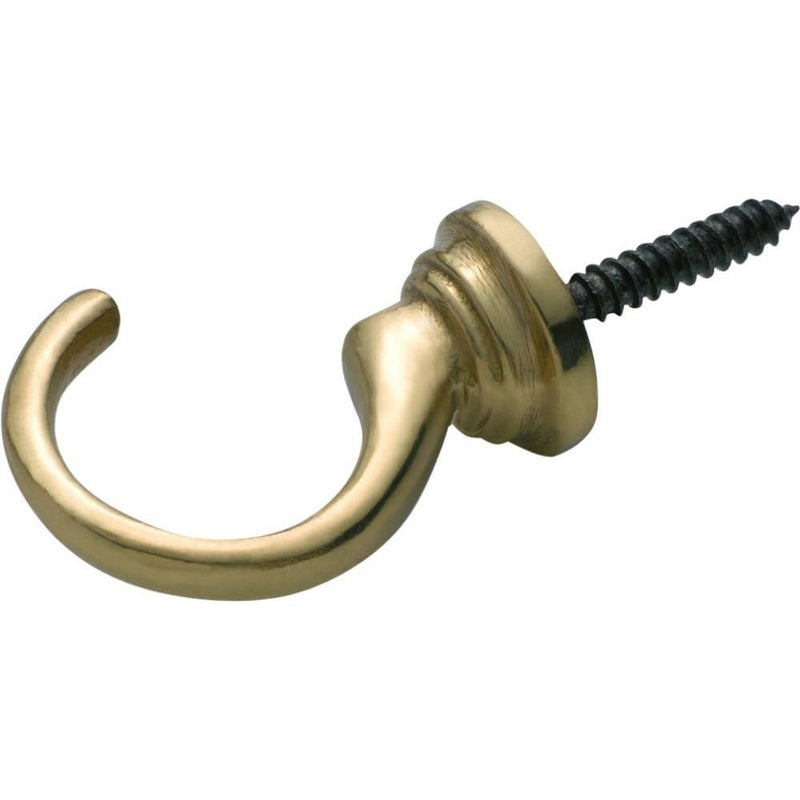 Curtain Tie Back Hook Standard Small Polished Brass P33mm