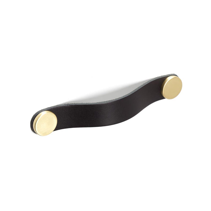 Momo Flexa Leather D Handle 160mm Black With Brass Button