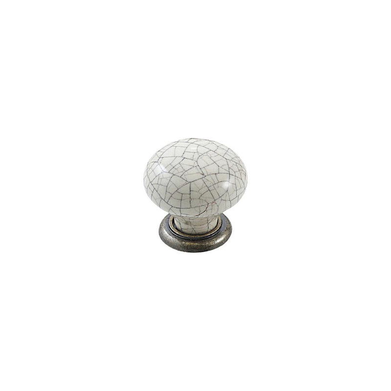 Momo Trianon Round Knob 35mm Cream Crackle & Antique Brass