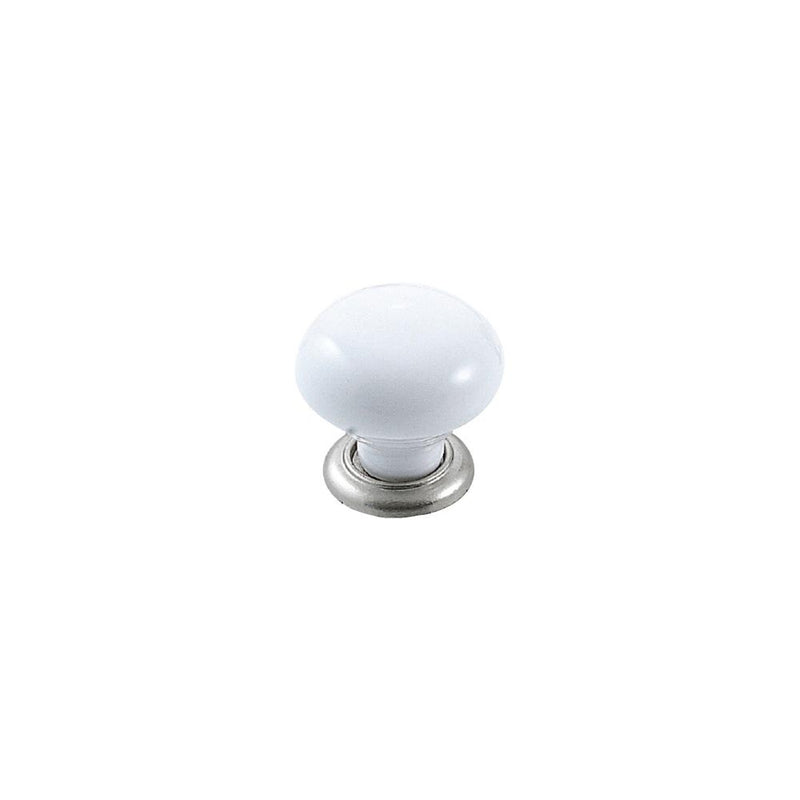 Momo Trianon Round Knob 35mm White & Brushed Nickel