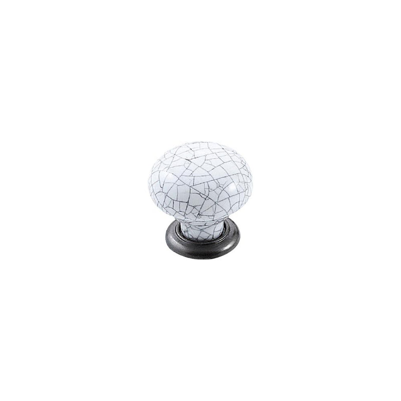 Momo Trianon Round Knob 35mm White Crackle & Pewter