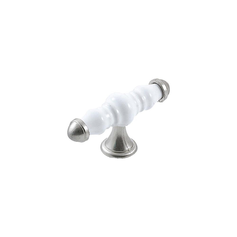 Momo Trianon T Knob White & Brushed Nickel