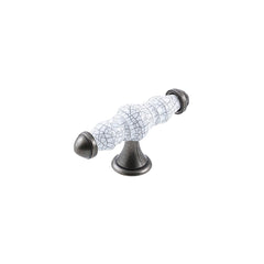 Momo Trianon T Knob White Crackle & Pewter