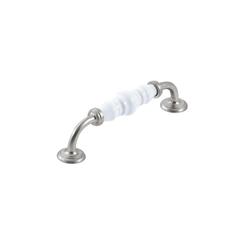 Momo Trianon D Handle 128mm White & Brushed Nickel