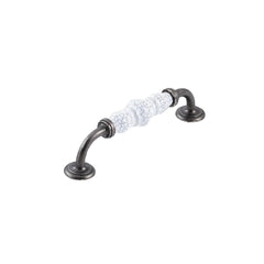 Momo Trianon D Handle 128mm White Crackle & Pewter