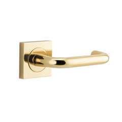 Door Lever Oslo Square Rose Pair Polished Brass