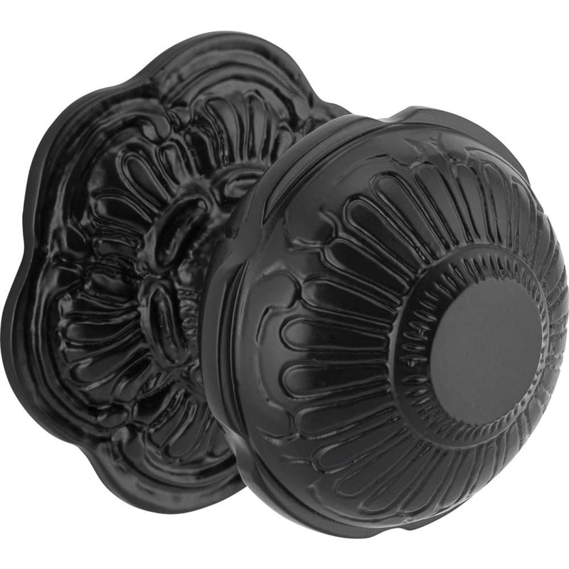 Centre Door Knob Ornate Matt Black