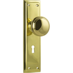 Door Knob Milton Lock Pair Unlacquered Polished Brass