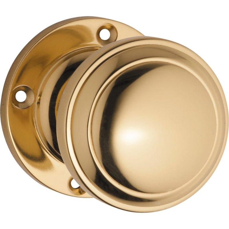 Door Knob Milton Round Rose Pair Unlacquered Polished Brass