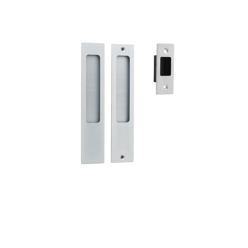 Sliding Door Pull Rectangular Pair Brushed Chrome