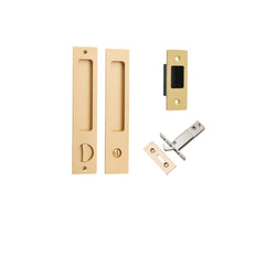 Sliding Door Pull Rectangular Privacy Kit - Brushed Brass