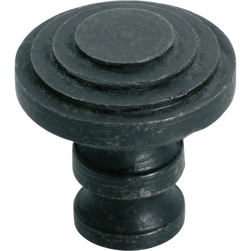 Cupboard Knob Stepped Iron Matt Black 30mm