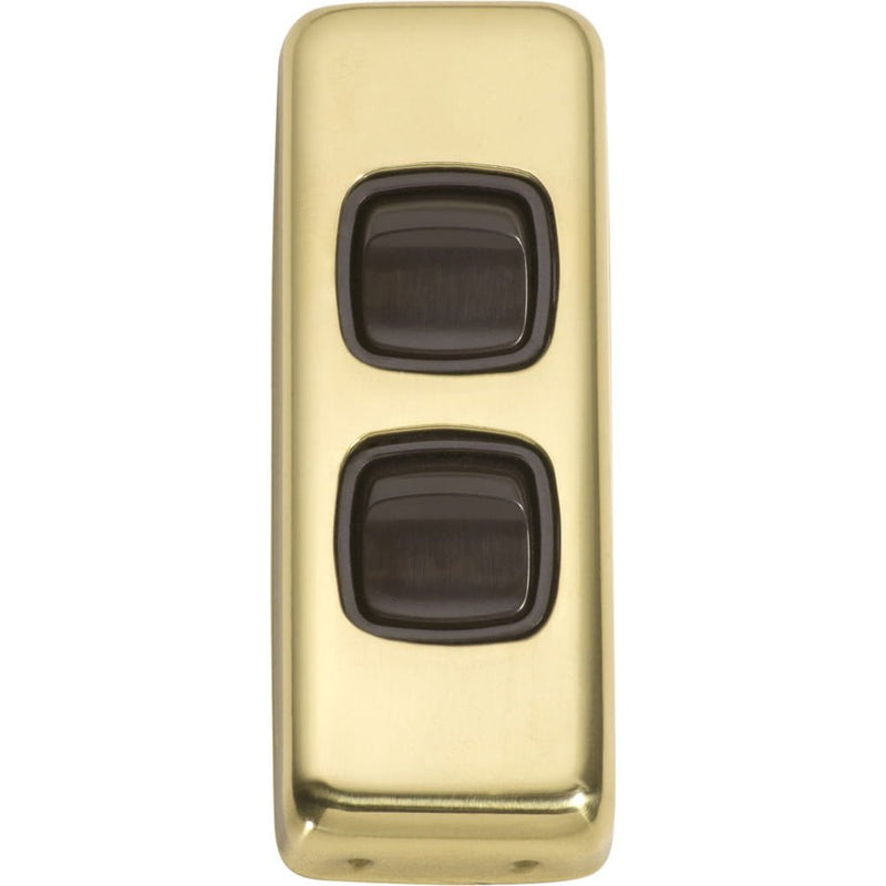 Switch Flat Plate Rocker 2 Gang Brown Polished Brass