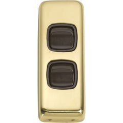 Switch Flat Plate Rocker 2 Gang Brown Polished Brass