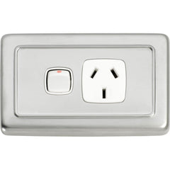 Socket Flat Plate Rocker Single White Satin Chrome