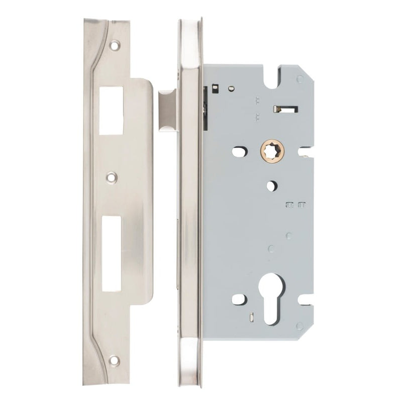 Mortice Lock Euro Rebated Satin Nickel CTC85mm Backset 60mm