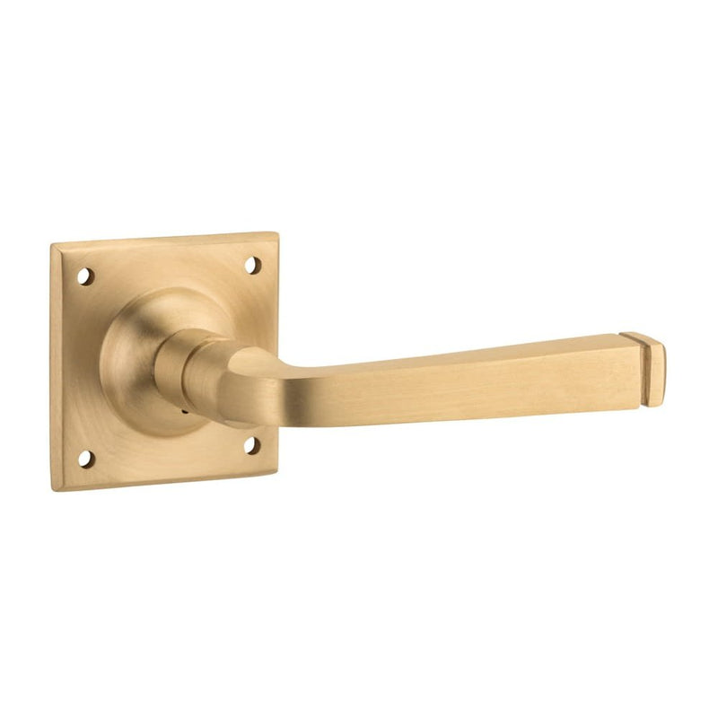 Door Lever Menton Square Rose Pair Satin Brass