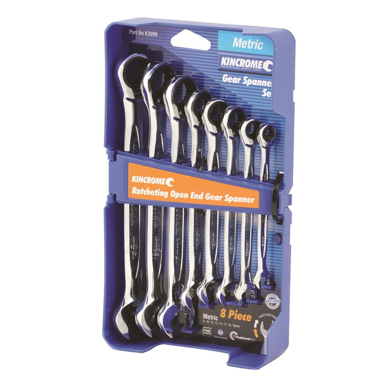 Racheting O/End Spanner Set 8pce