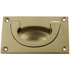 Flush Ring Pull 65 x 45mm Polished Brass