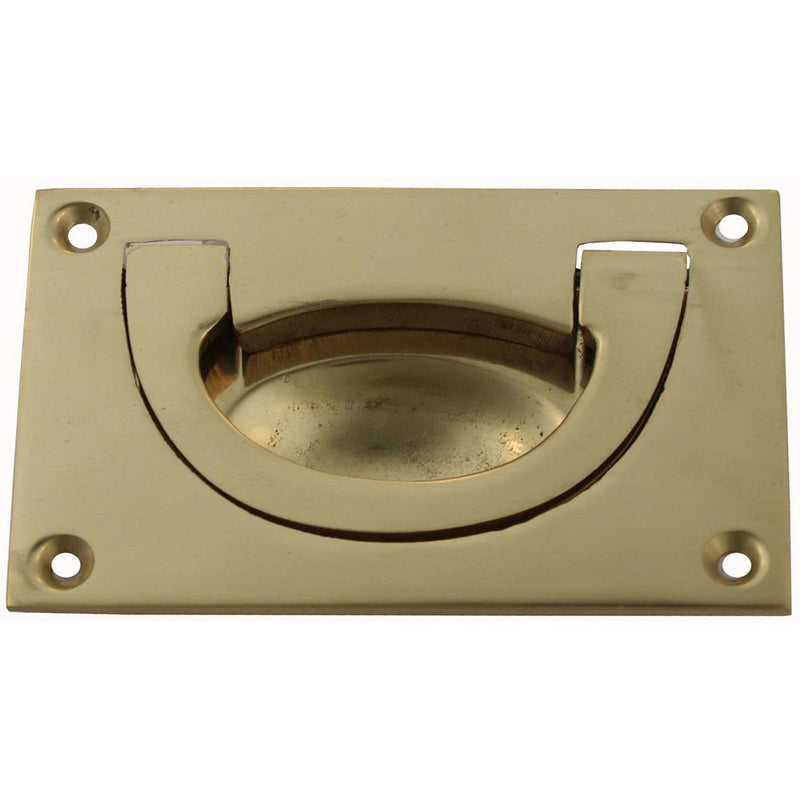 Flush Ring Pull 90 x 55mm Polished Brass